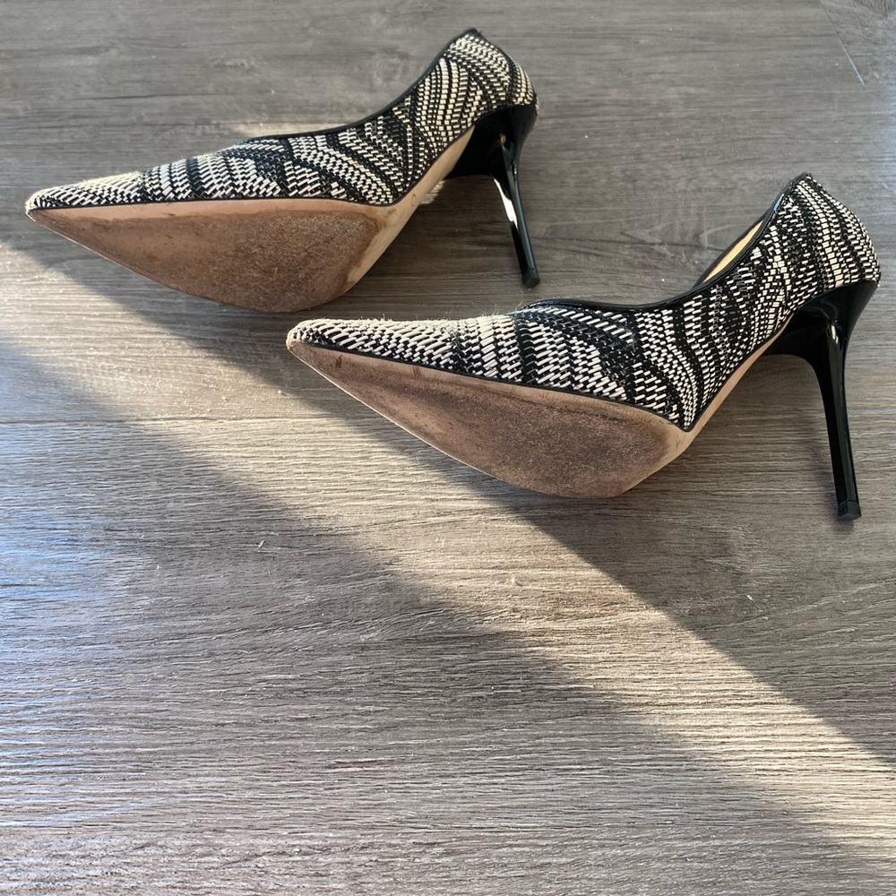 Jimmy Choo Abel Heels in Black and White Raffia - Picture 4 of 10